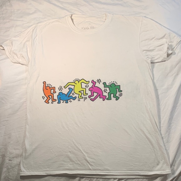 Keith Haring Men's Graphic Tee - White with Multicolor Design - Picture 1 of 7
